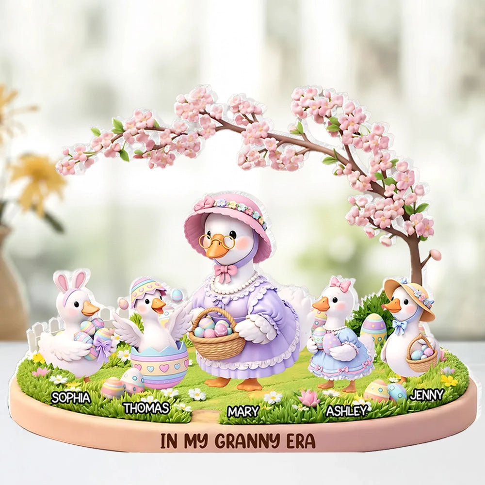 Personalized Family Goose Figurine for Easter Decor - Custom Names Plaque MagicInPrints