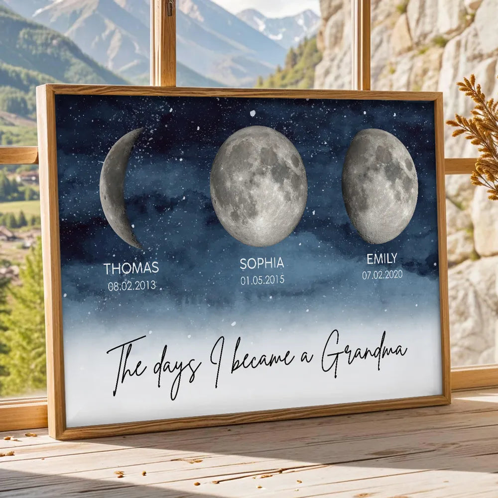 Personalized Moon Phase Print for Grandma - Sentimental Gift Poster or Canvas MagicInPrints