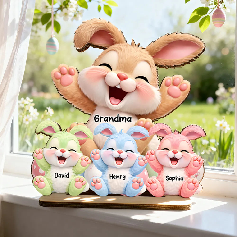 Personalized Bunny Family Plaque for Grandma - Custom Names Gift Plaque MagicInPrints