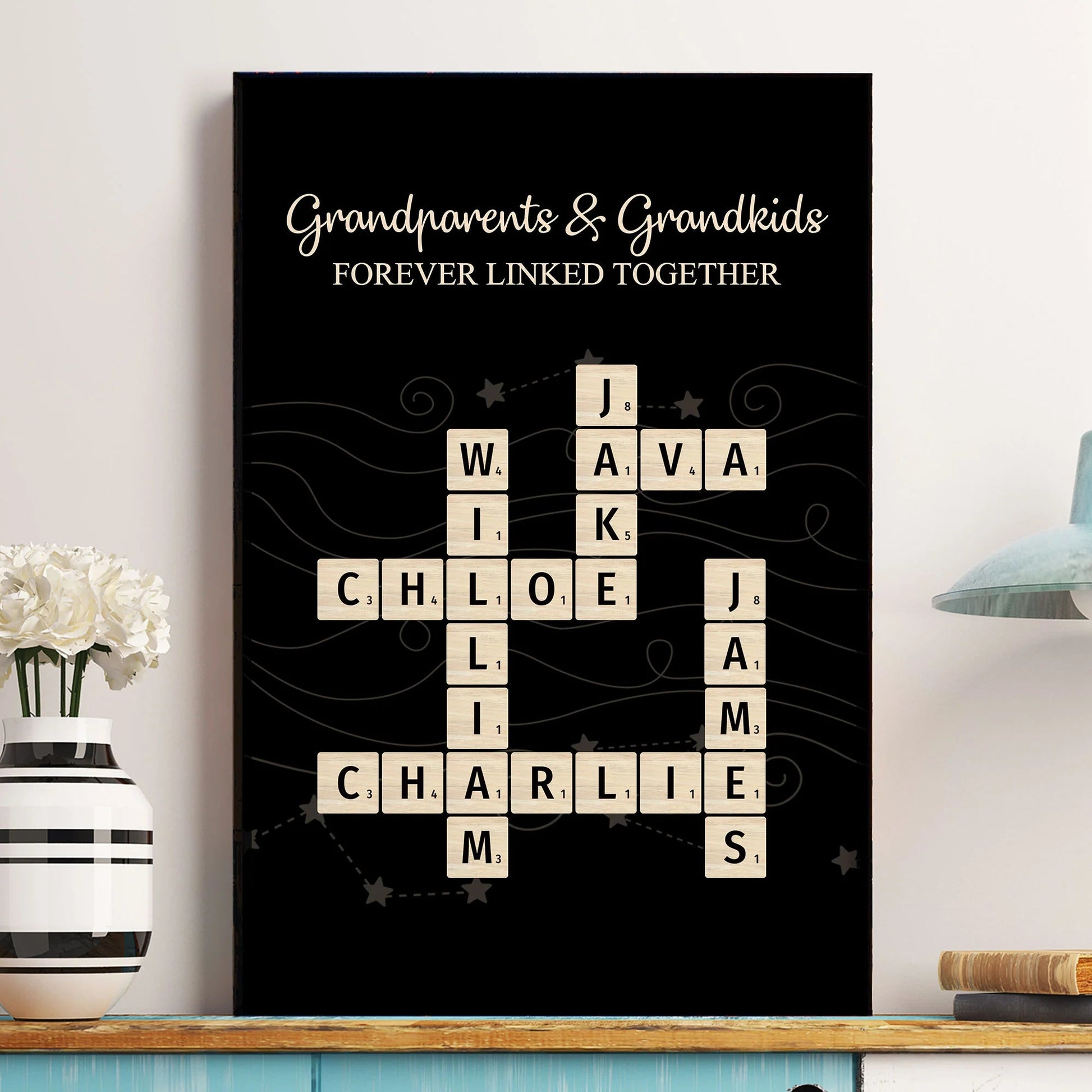 Personalized Family Crossword Canvas - Grandparents & Grandkids Gift Poster or Canvas MagicInPrints
