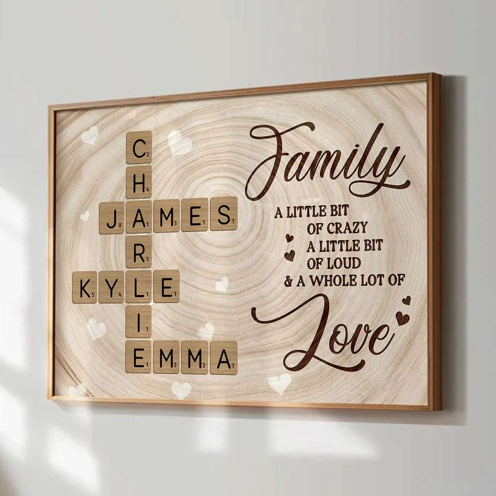 Personalized Family Name Crossword Wall Art for Home Decor - Sentimental Gift Poster or Canvas MagicInPrints