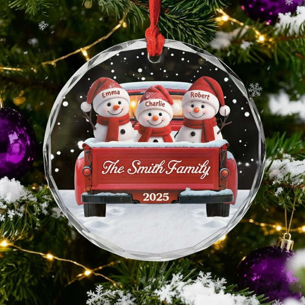 Personalized Family Christmas Ornament Snowman Design - Holiday Keepsake 2025 Ornament MagicInPrints