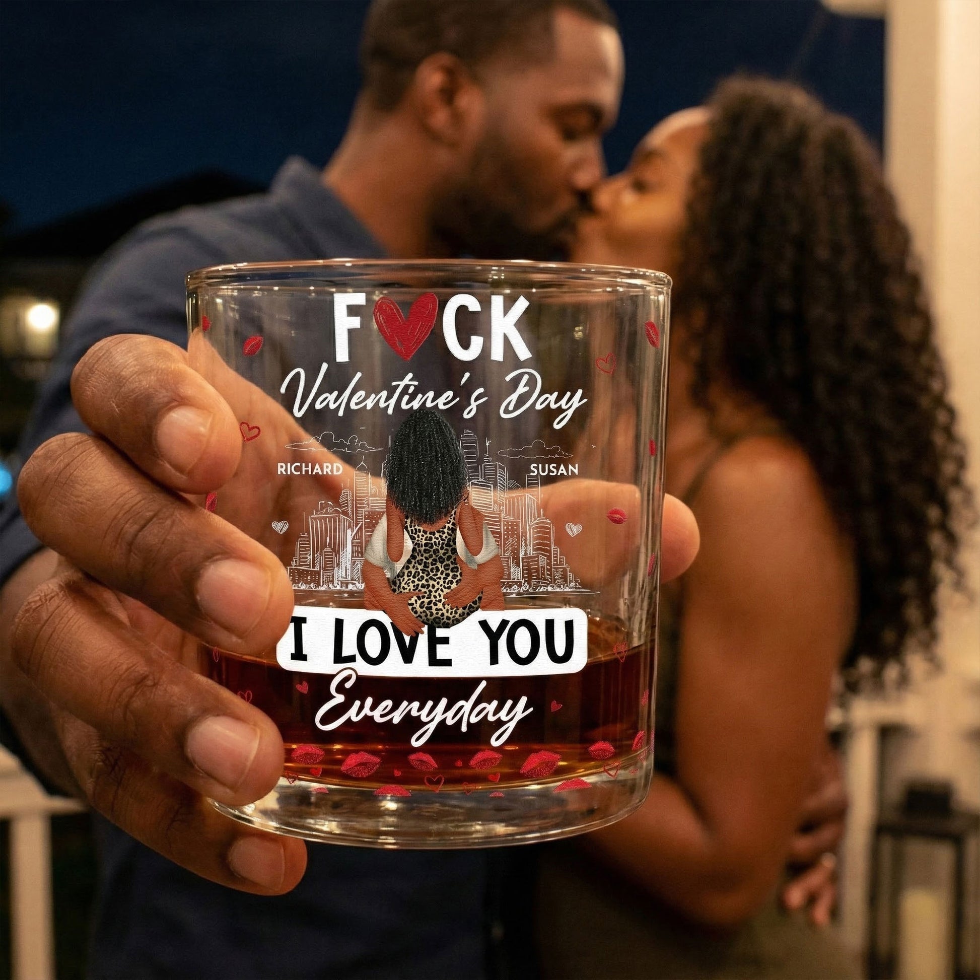 Personalized Valentine's Day Whiskey Glass for Couples - Romantic Gift Cup MagicInPrints