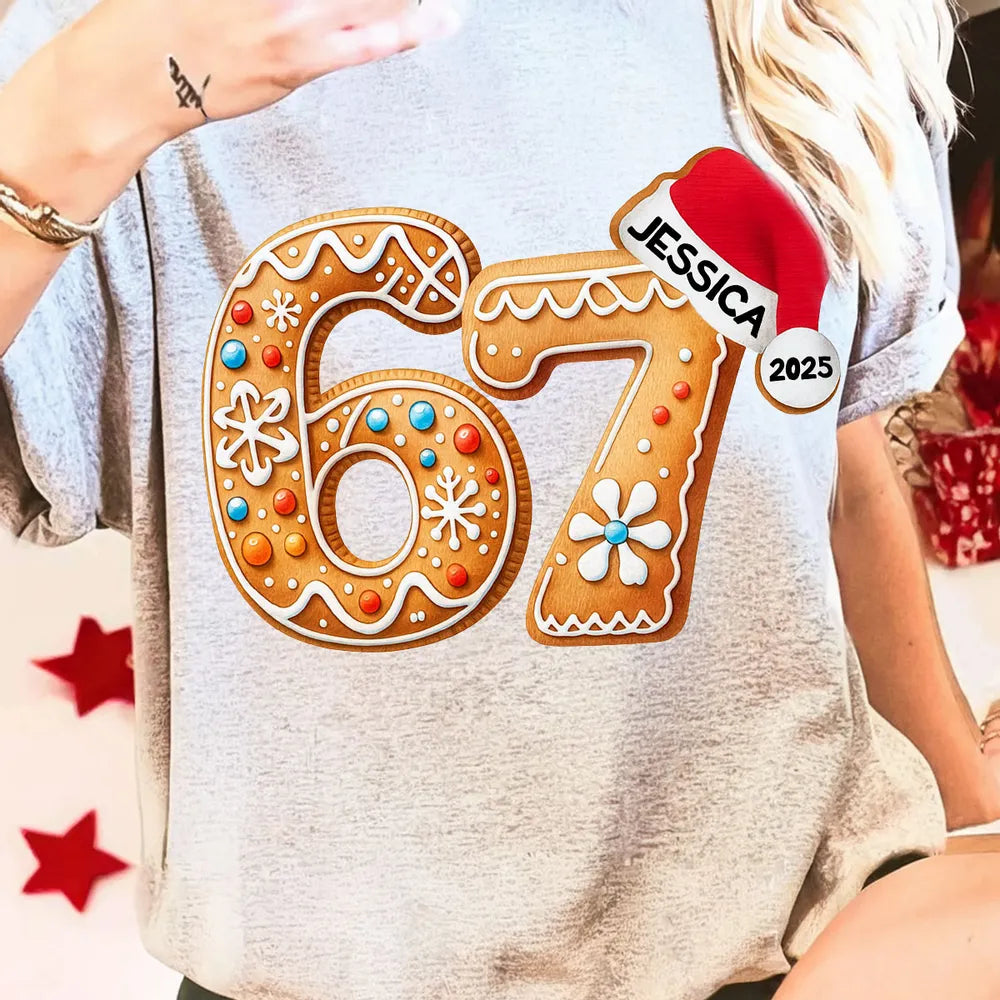 Personalized Christmas Sweatshirt for Women - Gingerbread Number Design Cloth MagicInPrints