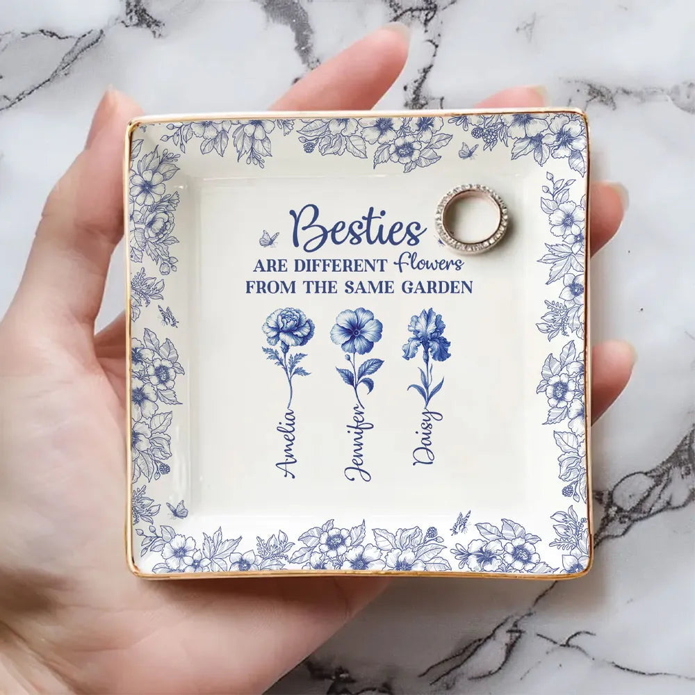 Personalized Floral Ceramic Plate for Sisters - Sentimental Gift for Family Celebrations Jewelry MagicInPrints
