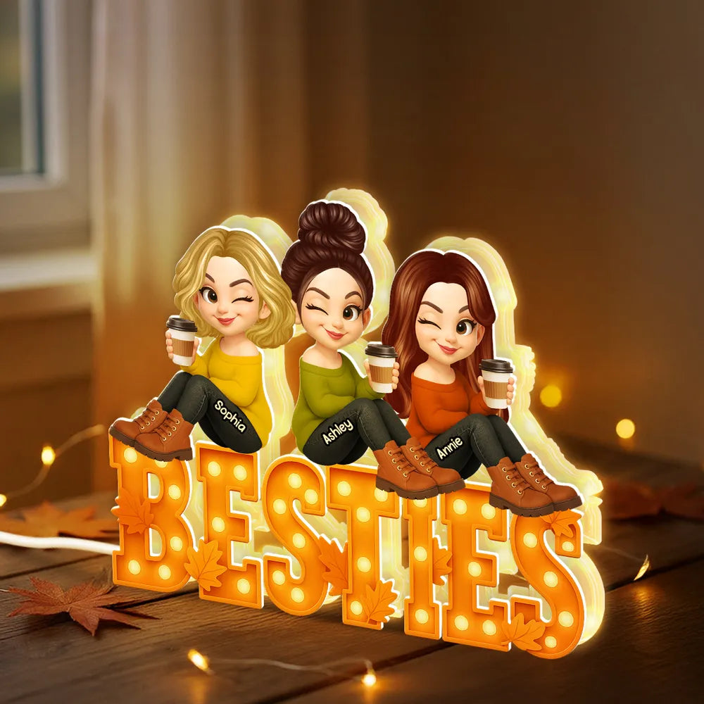Personalized Besties LED Light for Friends - Cozy Home Decor Gift Plaque MagicInPrints