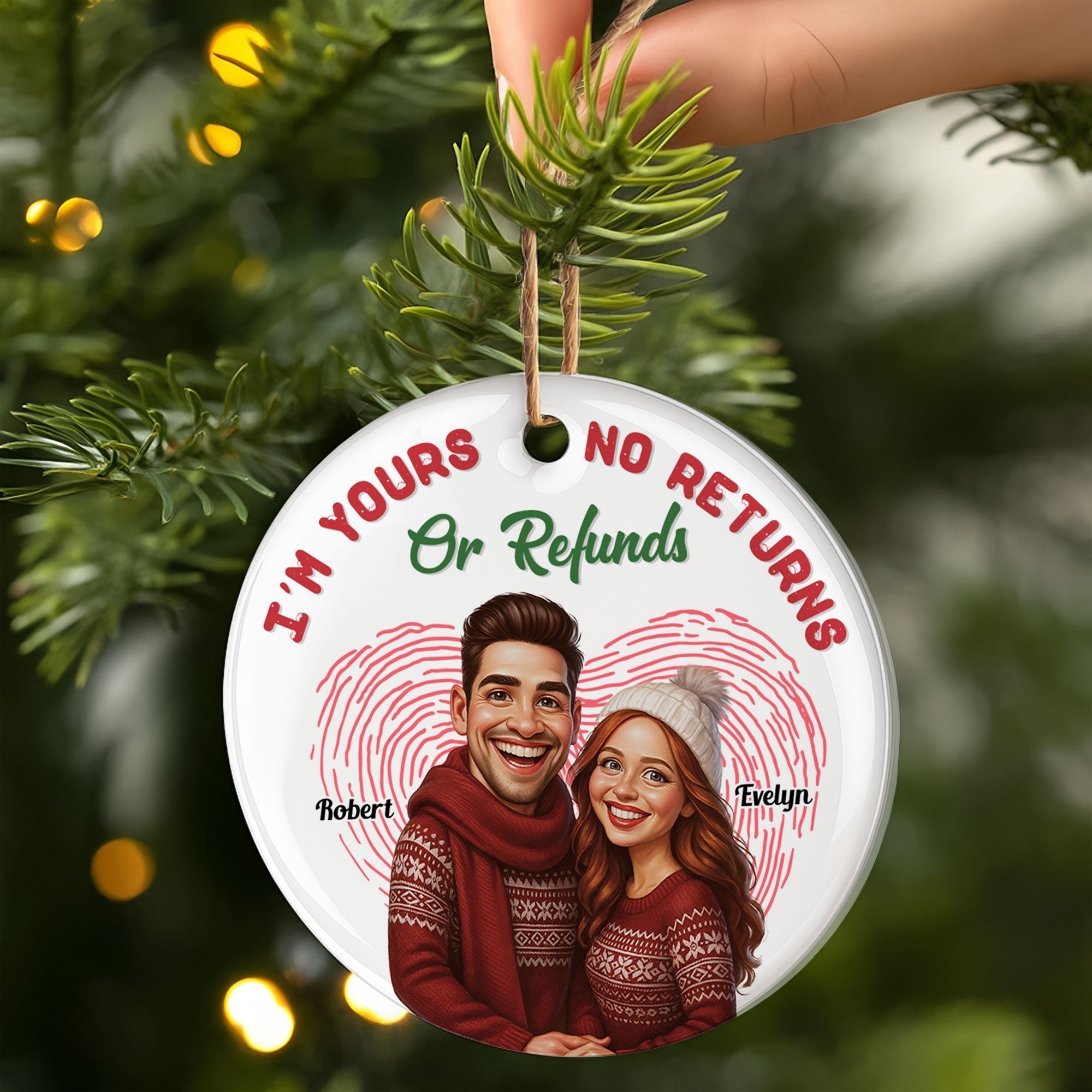 Love Knows No Returns - Custom Caricature Ornament for Couples Ornament PopCulturePrints