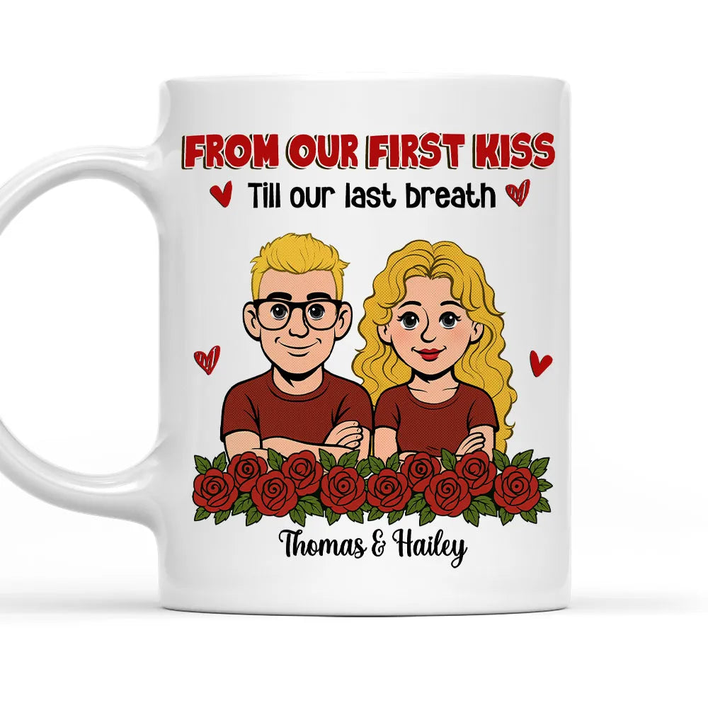 Personalized Romantic Couple Mug - From Our First Kiss - Anniversary Gift Cup MagicInPrints