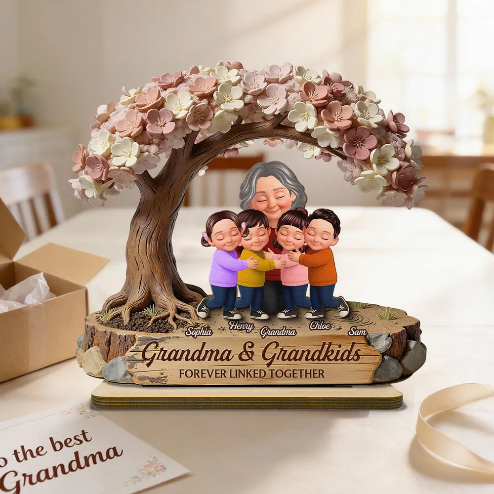 Personalized Family Tree Sculpture for Grandma with Grandkids - Sentimental Gift for Home Decor Plaque MagicInPrints