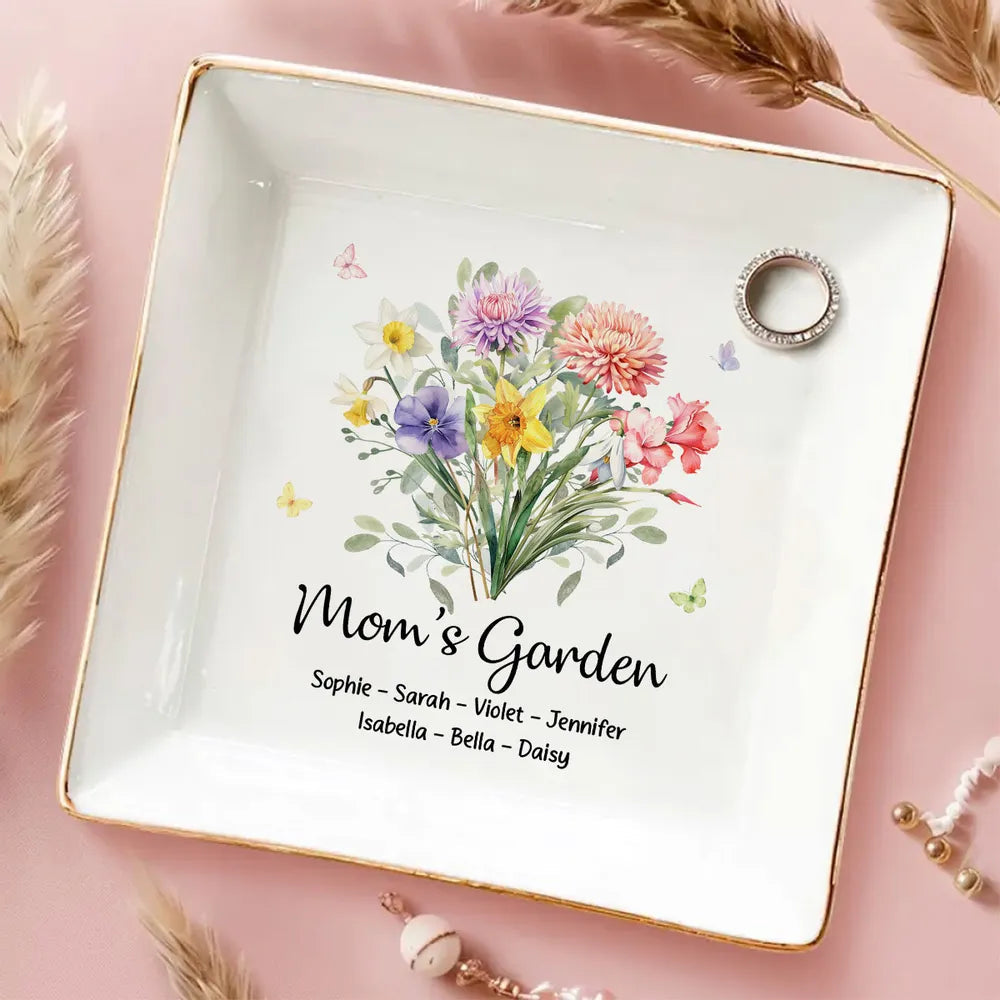 Personalized Ceramic Jewelry Tray for Mom's Garden - Mother's Day Gift Jewelry MagicInPrints