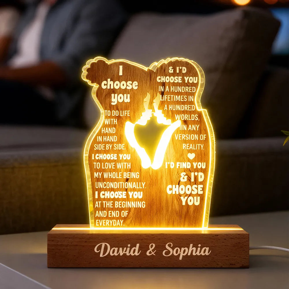 Personalized LED Night Light for Couples with Love Quote - Romantic Gift Plaque MagicInPrints