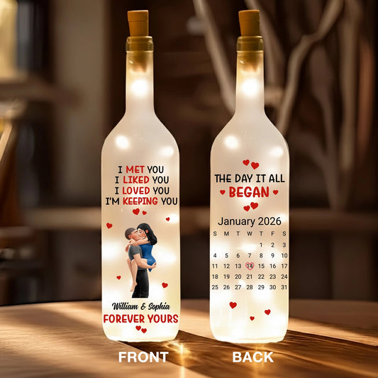 Personalized LED Wine Bottle Lamp for Couples - Romantic Anniversary Gift Lamp MagicInPrints