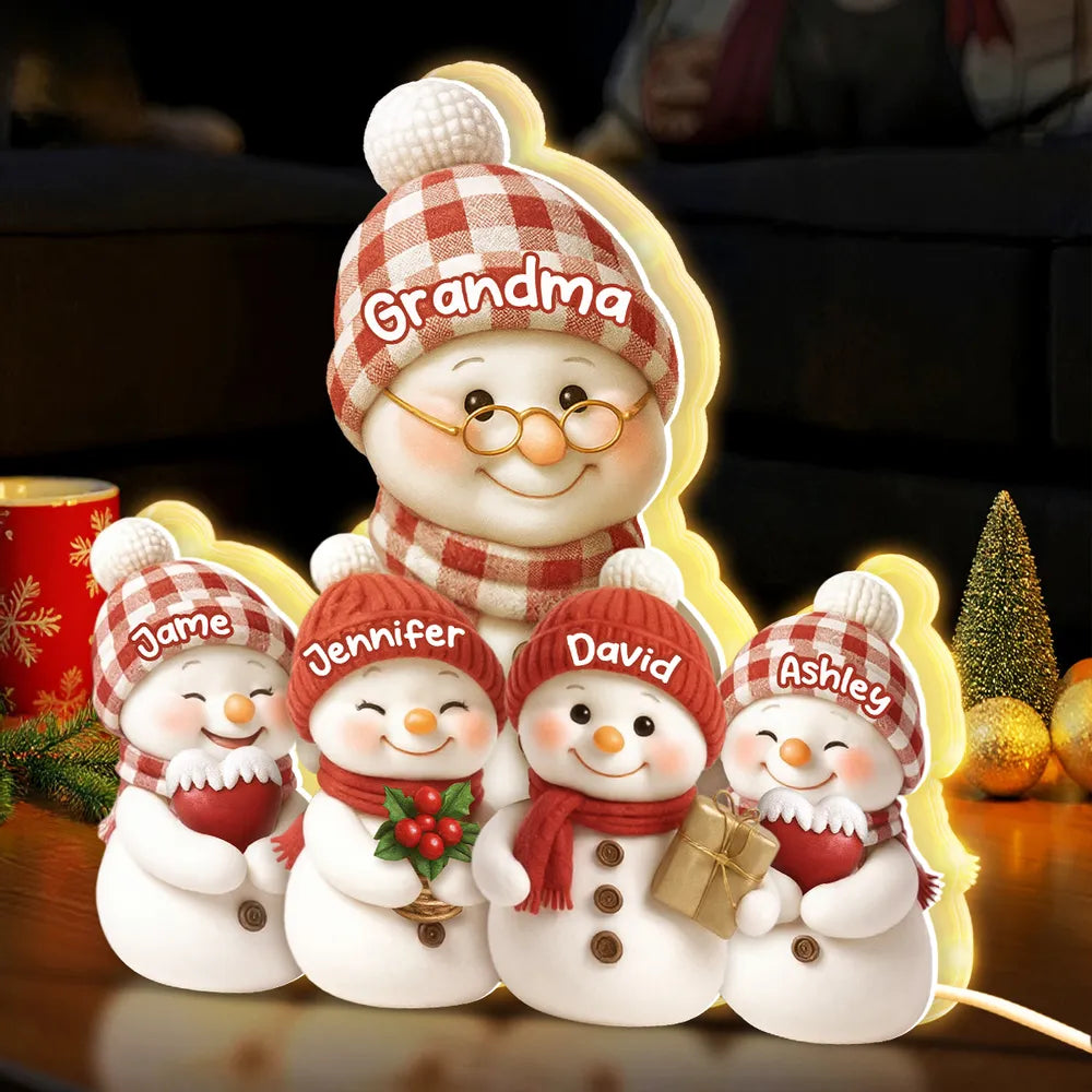 Personalized Snowman Family Figurine for Christmas - Custom Names Holiday Decor Plaque MagicInPrints