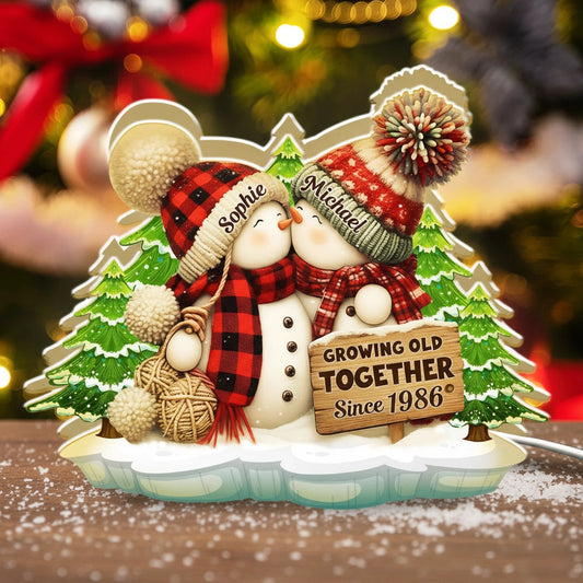 Personalized Snowman Couple Ornament for Christmas - Romantic Holiday Gift Plaque MagicInPrints