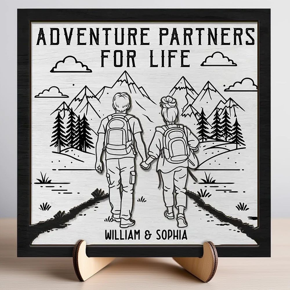 Personalized Adventure Partners Wall Art for Couples - Anniversary Gift Plaque MagicInPrints