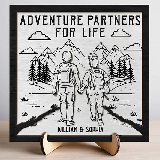 Personalized Adventure Partners Wall Art for Couples - Anniversary Gift Plaque MagicInPrints