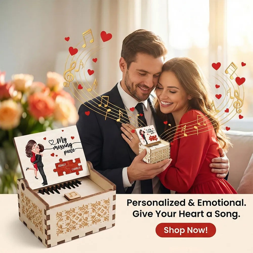 Personalized Wooden Music Box for Couples with Cartoon Design - Romantic Gift for Anniversaries Plaque MagicInPrints