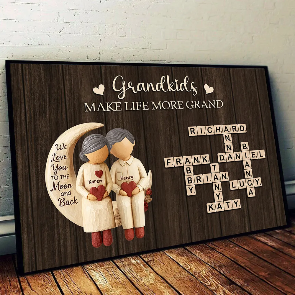 Personalized Grandparents Canvas Wall Art with Grandkids Names - Heartfelt Family Gift Poster or Canvas MagicInPrints