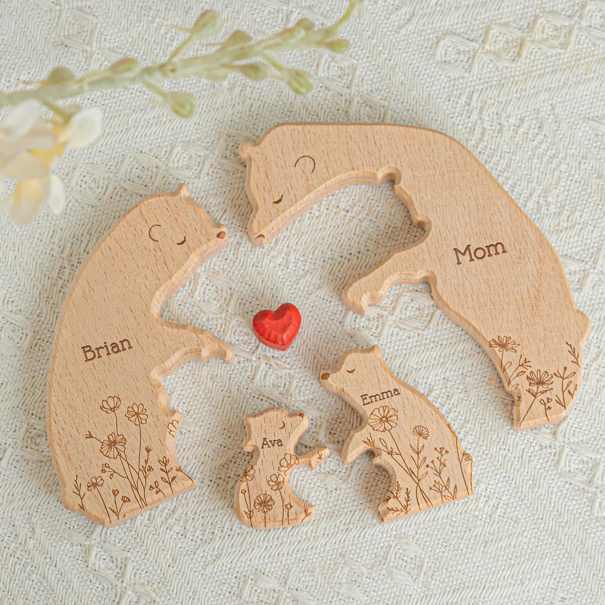 Personalized Wooden Bear Family Plaque for Parents - Sentimental Home Decor Plaque MagicInPrints
