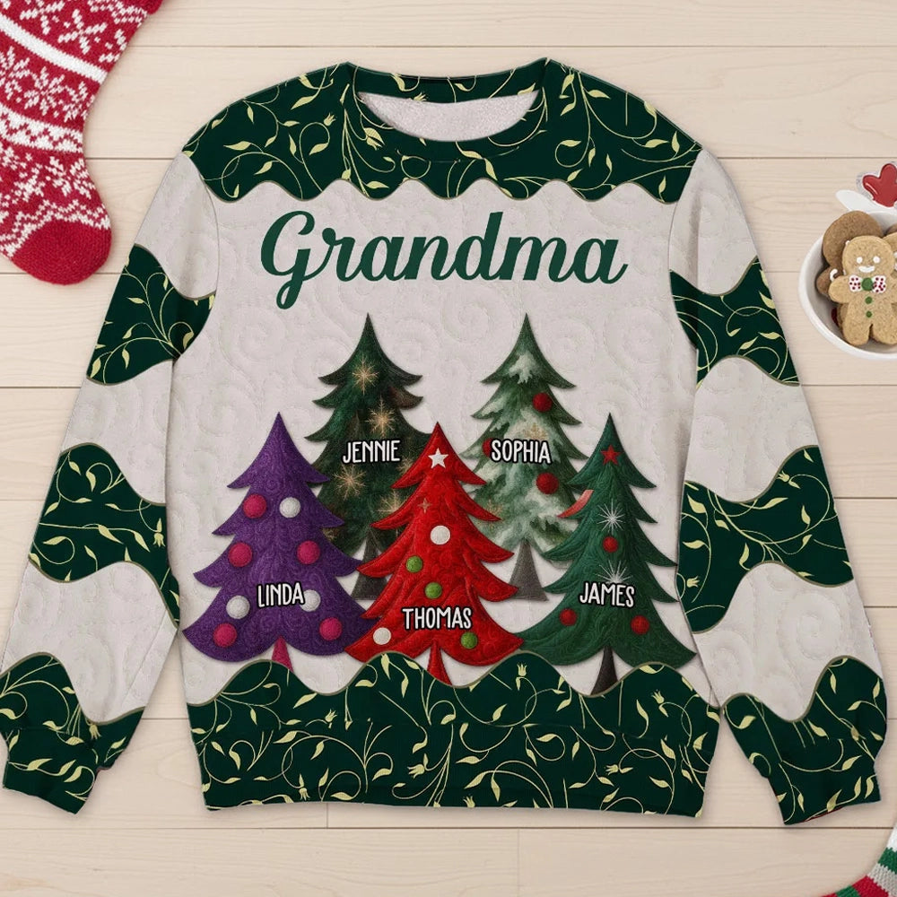Personalized Christmas Sweater for Grandma with Family Names - Holiday Gift Cloth MagicInPrints