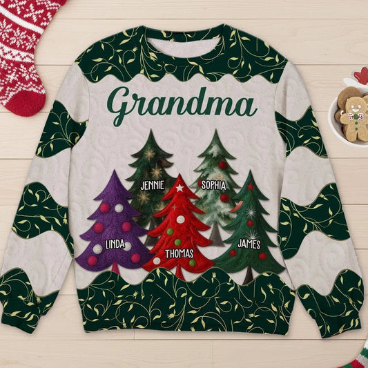 Personalized Christmas Sweater for Grandma with Family Names - Holiday Gift Cloth MagicInPrints