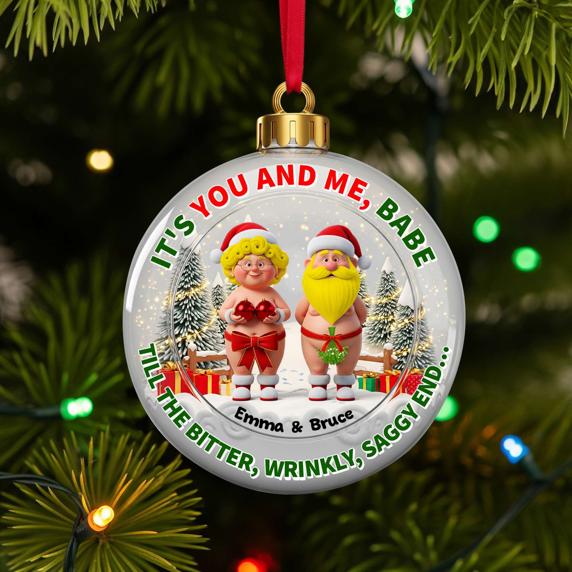 It's You and Me, Babe - Personalized Grumpy Couple Christmas Ornament Ornament MagicInPrints