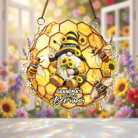 Personalized Grandma's Bee Happy Sunflower Ornament - Gift for Grandmother Ornament MagicInPrints