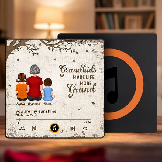 Personalized Music Plaque for Grandma with Grandkids Illustration - Sentimental Gift Fridge Magnet MagicInPrints