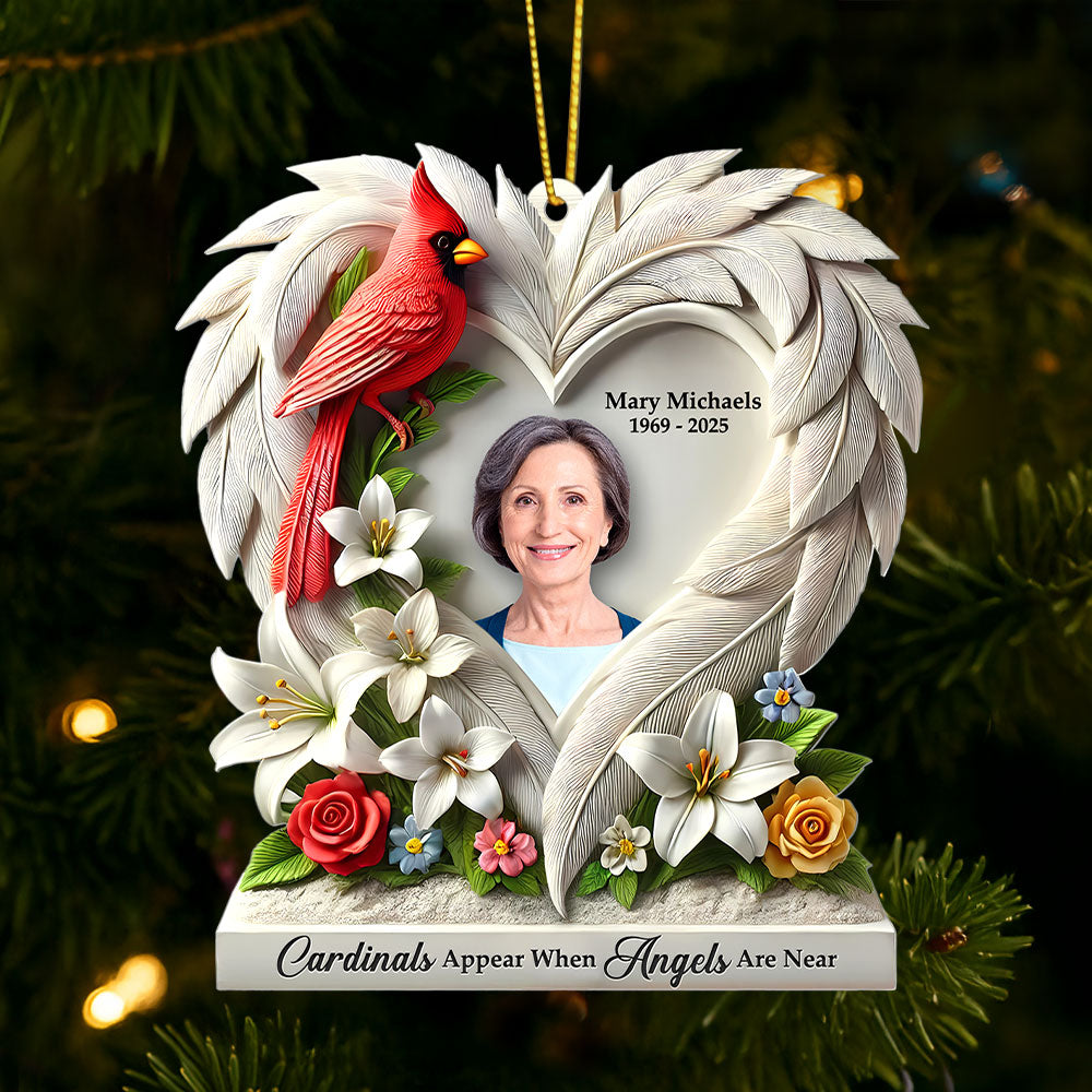 Cardinals Appear When Angels Are Near - Custom Photo Memorial Ornament Ornament PopCulturePrints