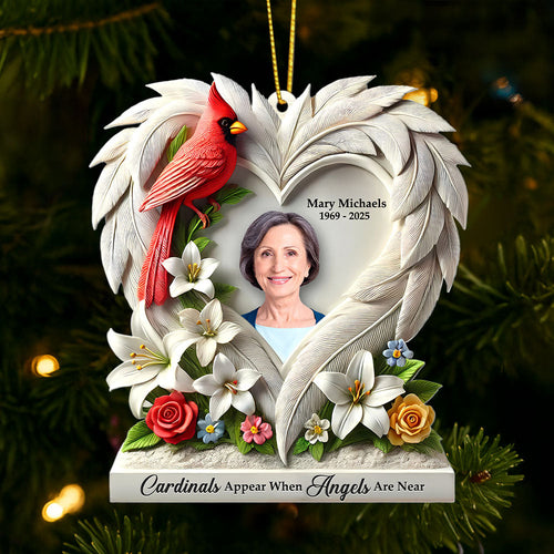 Cardinals Appear When Angels Are Near - Custom Photo Memorial Ornament Ornament PopCulturePrints