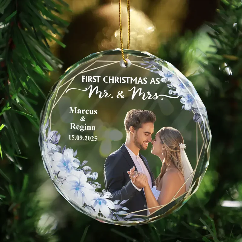 Personalized Wedding Ornament for Couples - First Christmas Married Keepsake Ornament MagicInPrints