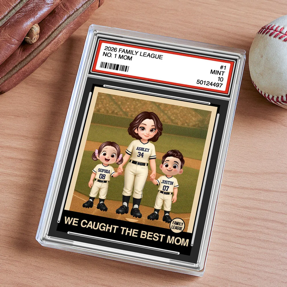Custom Family Baseball Card Display for Mom - Personalized Mother's Day Gift Plaque MagicInPrints