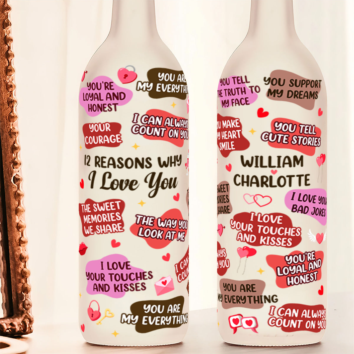 Personalized LED Wine Bottle Lamp for Couples - Romantic Gift for Anniversary Lamp MagicInPrints