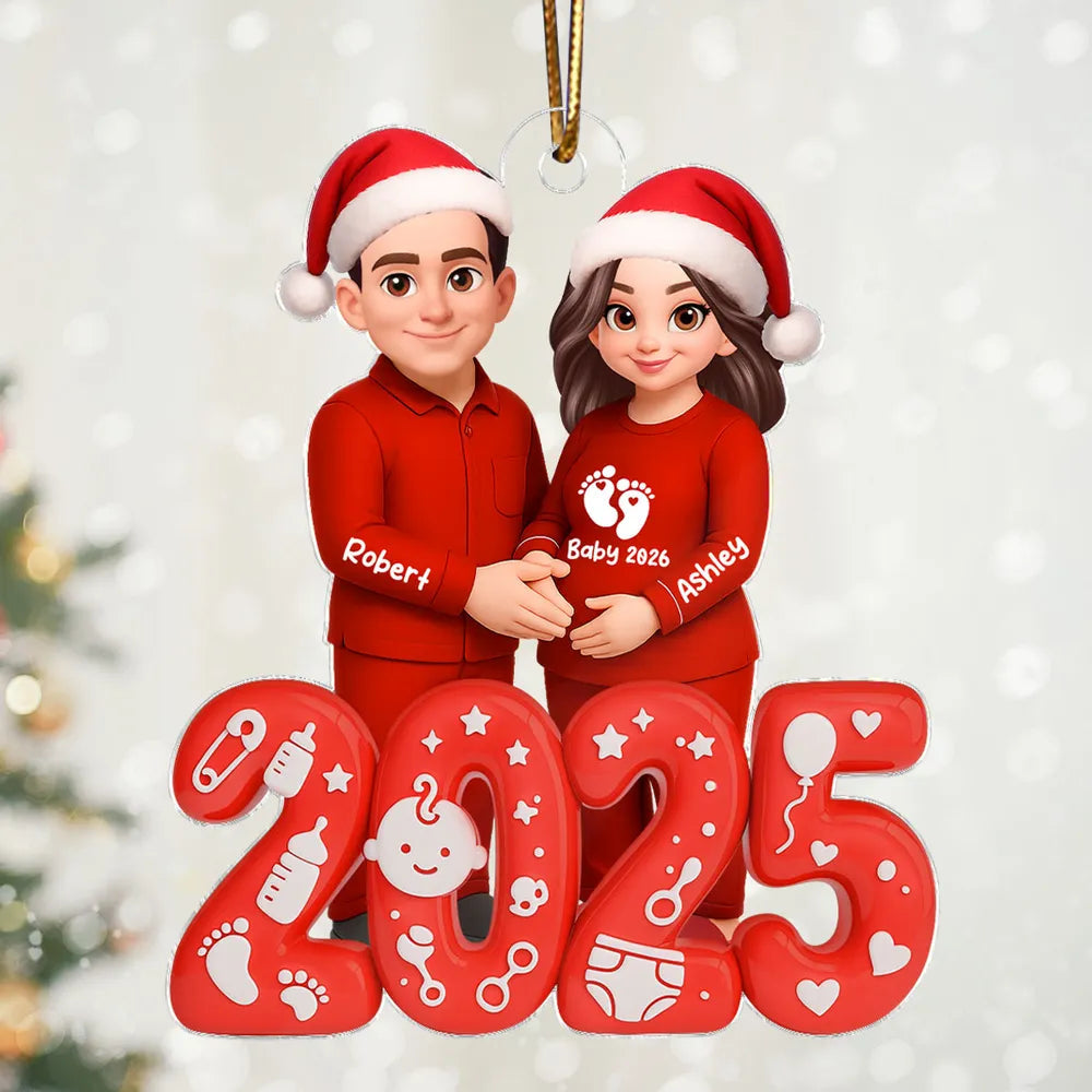 Personalized Couple Christmas Ornament for Expecting Parents - 2025 Holiday Keepsake Ornament MagicInPrints