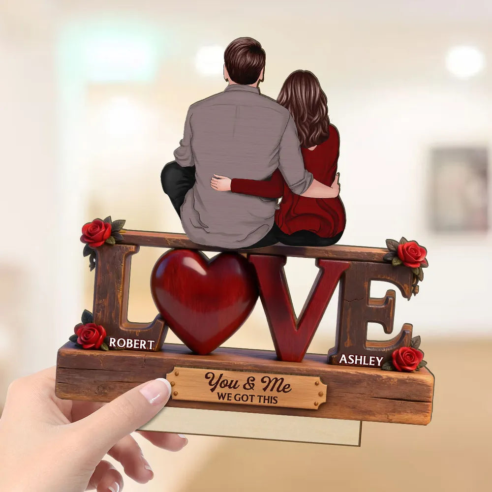 Personalized Couple Wooden Sculpture for Lovers - Romantic Gift Plaque MagicInPrints
