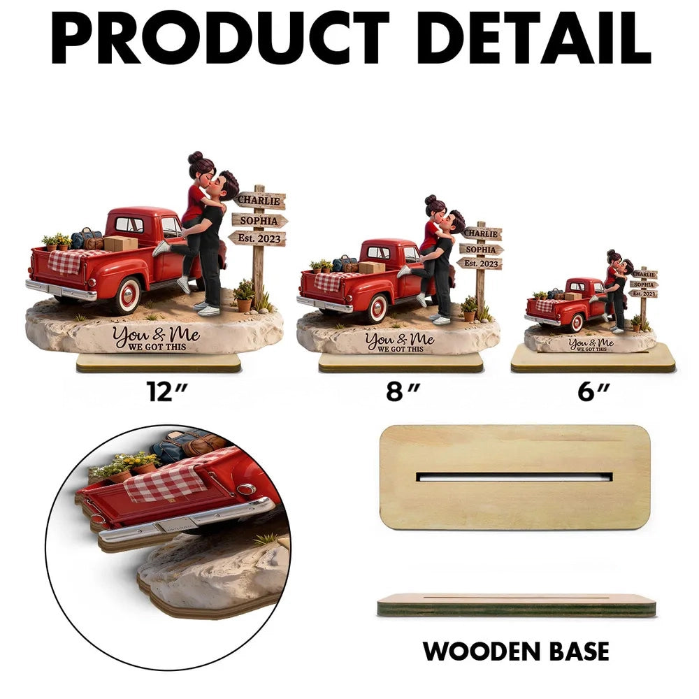 Personalized Romantic Couple Figurine with Vintage Truck - Anniversary Keepsake Plaque MagicInPrints