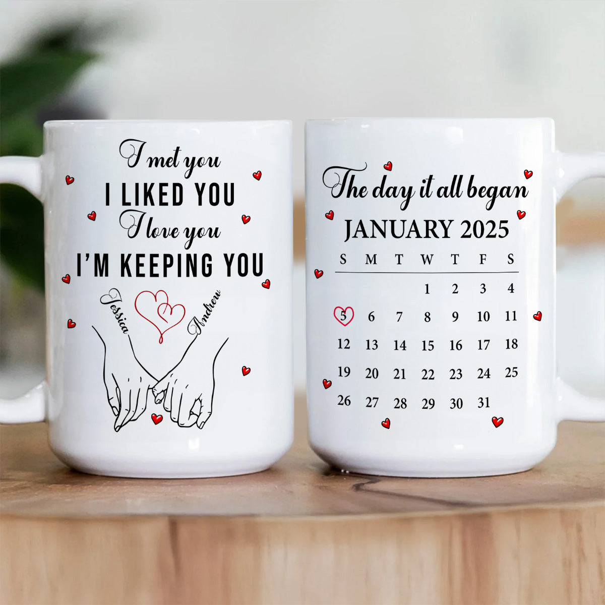Personalized Couple Mugs for Anniversary - Custom Date & Message Cup MagicInPrints