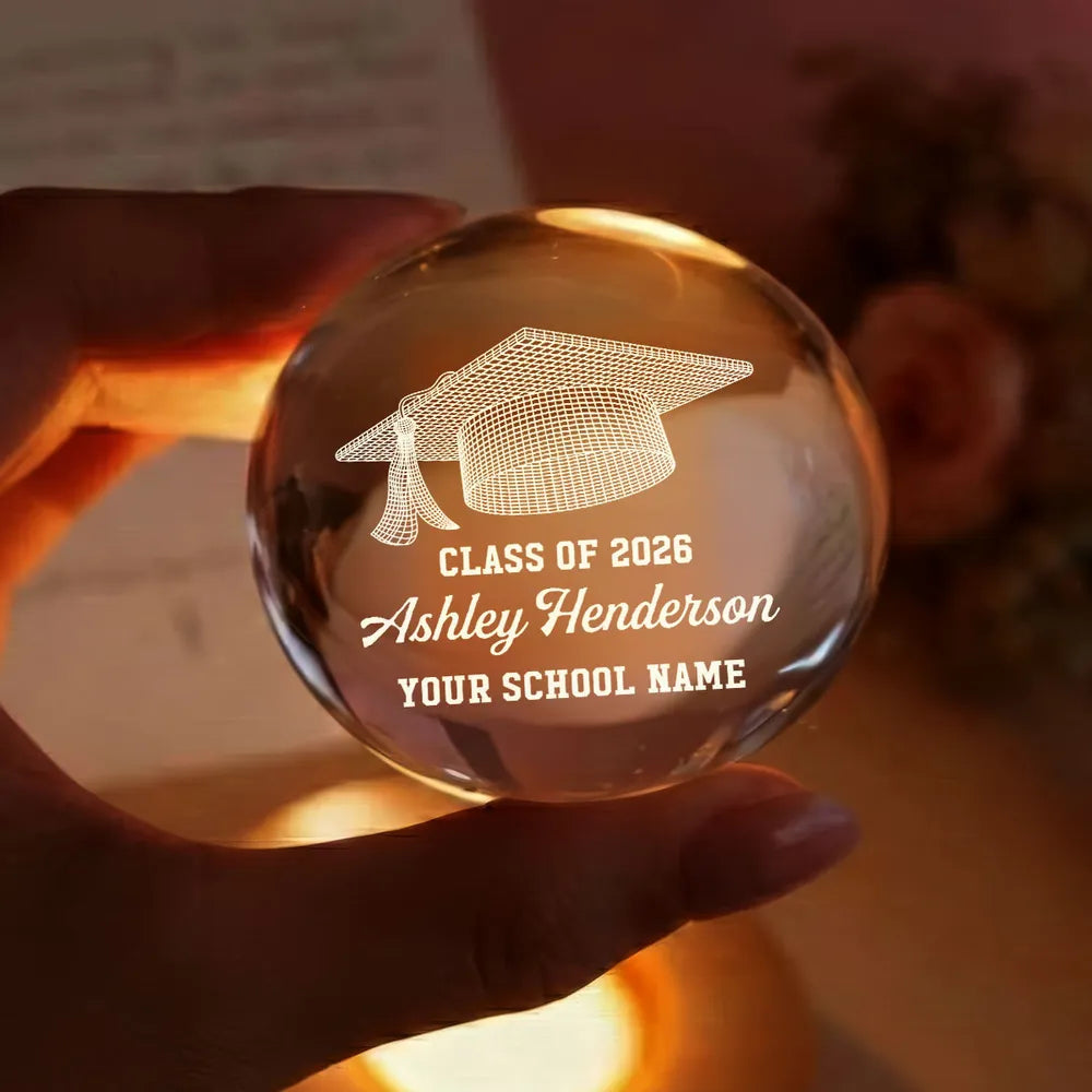 Personalized Graduation Crystal Ball for Class of 2026 - Custom Gift for Graduates Lamp MagicInPrints
