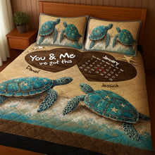 Load image into Gallery viewer, You &amp; Me, We Got This - Beachy Sea Turtle Quilt Bed Set | Personalized Anniversary Gift for Couples Blanket MagicInPrints
