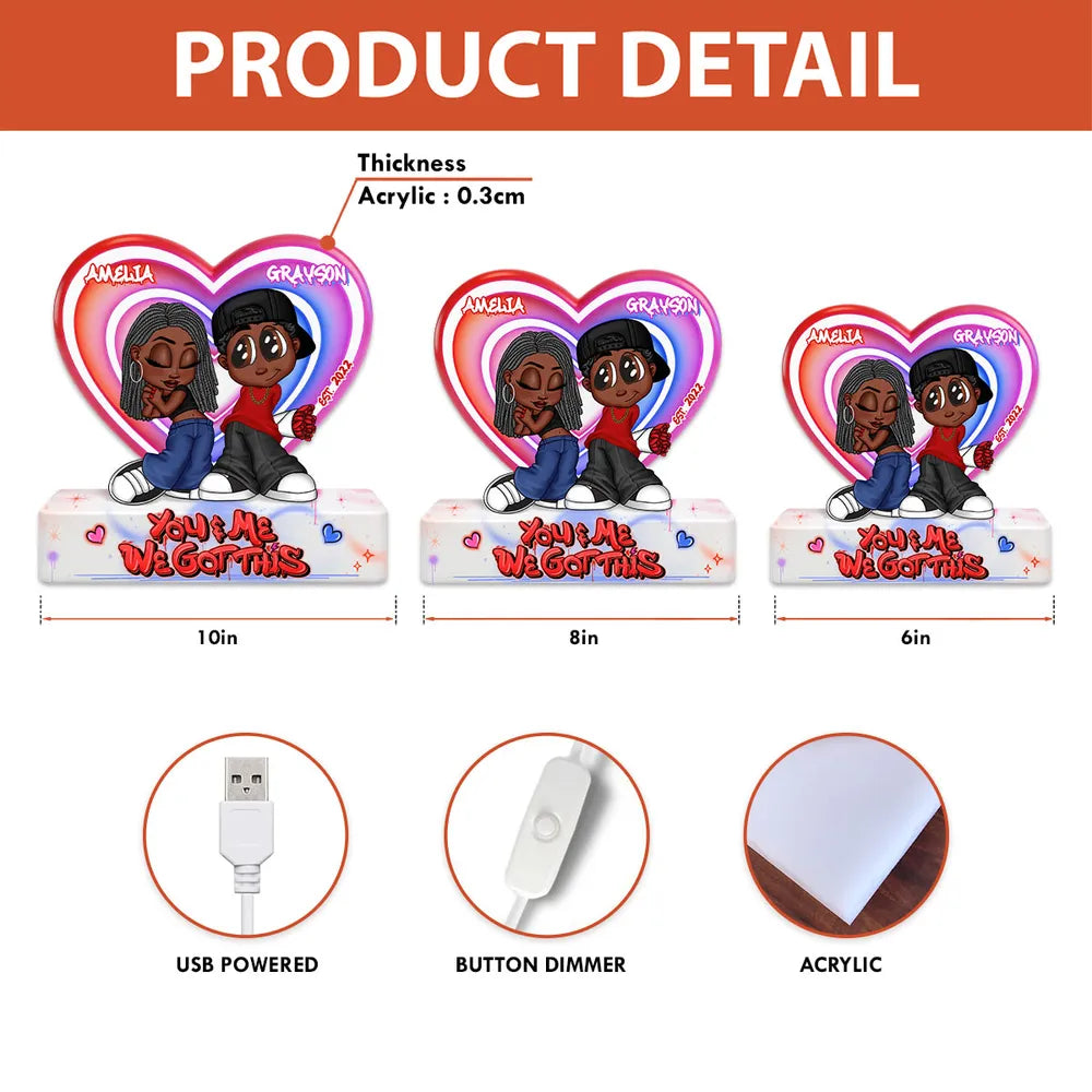 Personalized LED Heart Lamp for Couples - Romantic Gift Plaque MagicInPrints