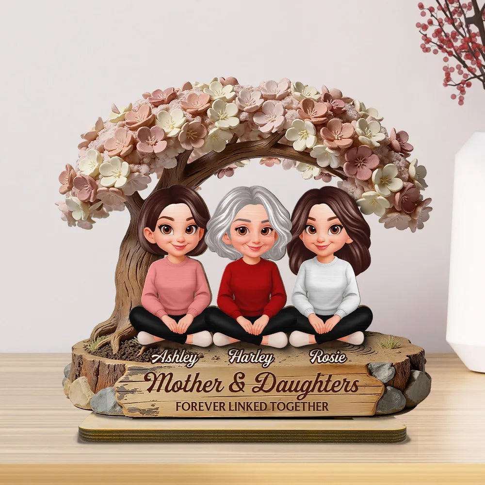 Personalized Mother & Daughters Figurine with Names - Sentimental Family Keepsake Plaque MagicInPrints