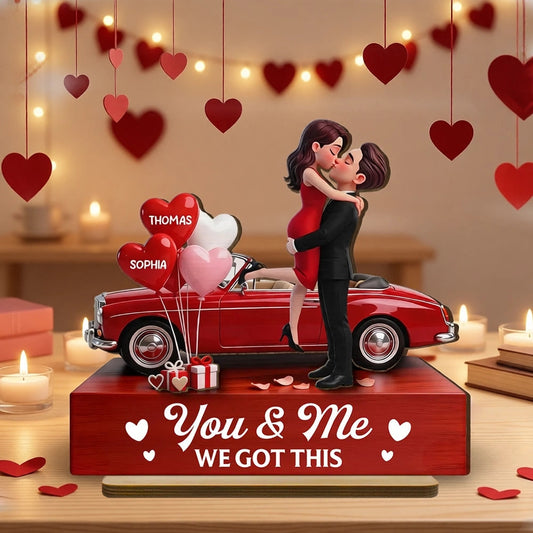 Personalized Couple Figurine Romantic Car Scene - Anniversary Gift Plaque MagicInPrints