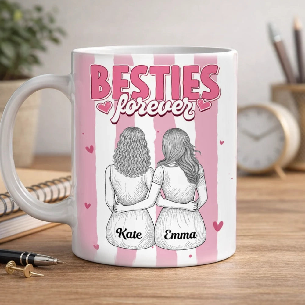 Personalized Best Friends Mug for Women - Custom Names, Heartwarming Gift Cup MagicInPrints