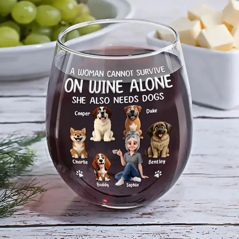 Personalized Wine Glass for Dog Lovers - Funny Gift for Women Cup MagicInPrints