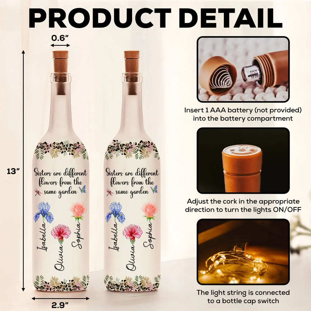 Personalized LED Wine Bottle Lamp for Sisters - Sentimental Gift for Home Decor Lamp MagicInPrints