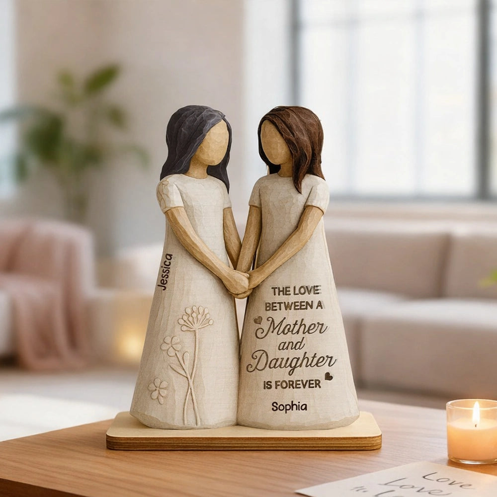 Personalized Mother and Daughter Wooden Sculpture - Sentimental Gift for Family Bonding Plaque MagicInPrints