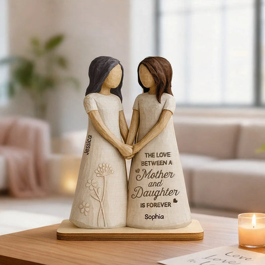 Personalized Mother and Daughter Wooden Sculpture - Sentimental Gift for Family Bonding Plaque MagicInPrints