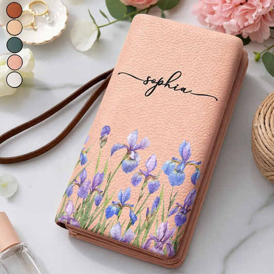 Personalized Floral Wallet for Women - Custom Name Leather Clutch Bag MagicInPrints