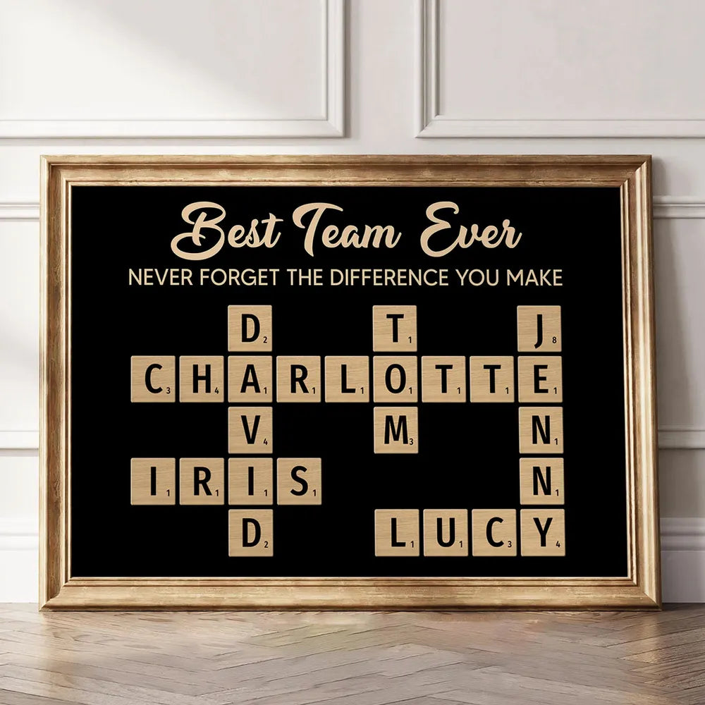 Personalized Team Appreciation Crossword Wall Art - Office Gift Poster or Canvas MagicInPrints