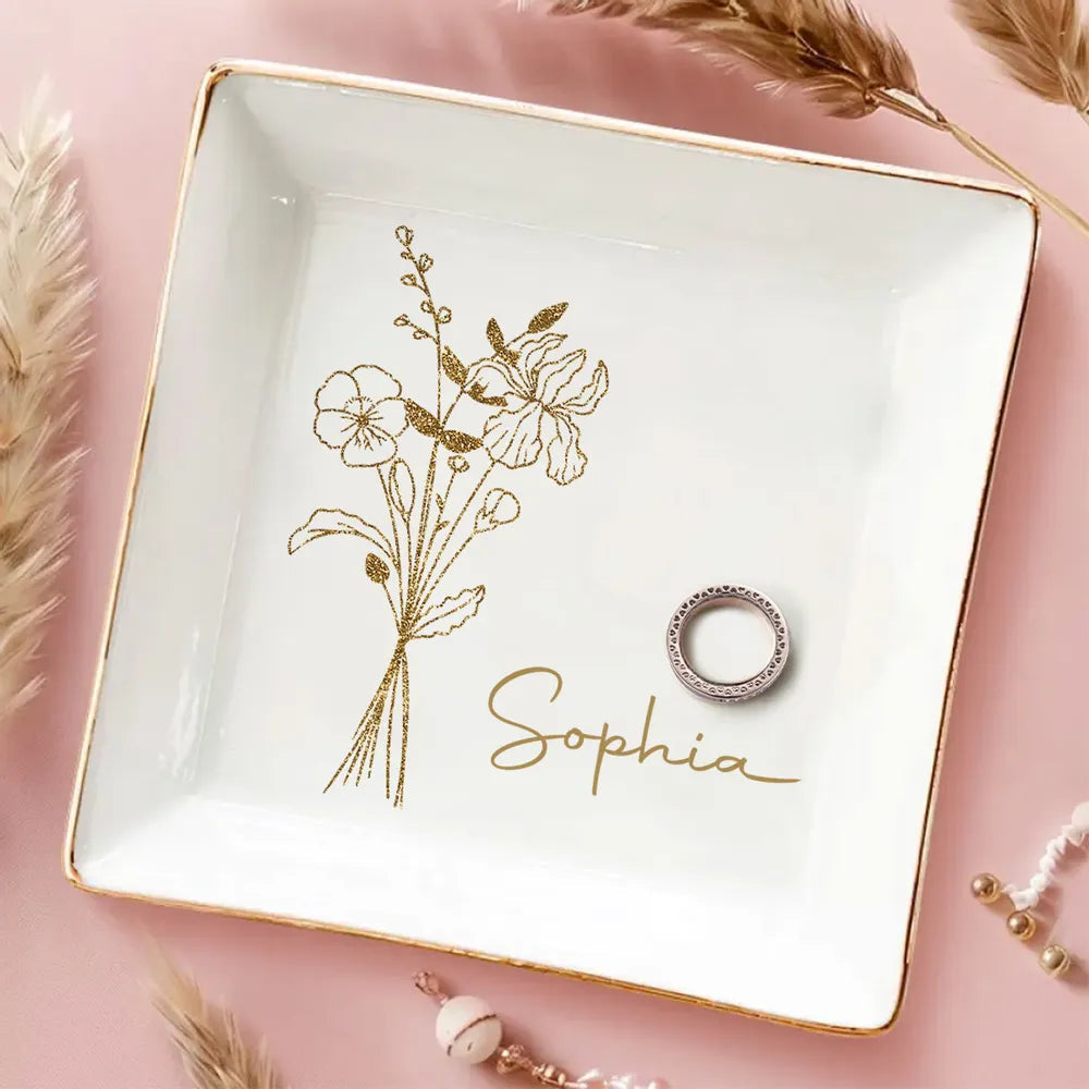Personalized Jewelry Tray for Women with Floral Design - Perfect Gift for Her Jewelry MagicInPrints